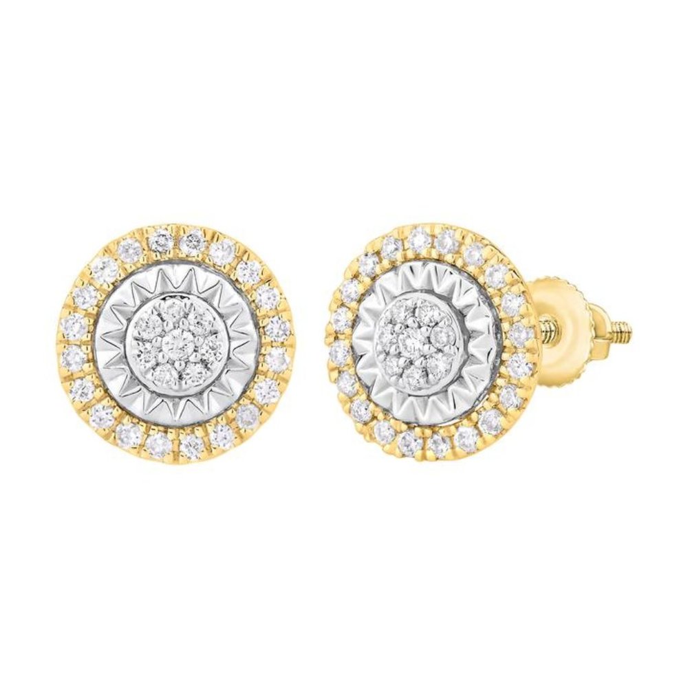14k Gold 0.25 ct Pavé Round Halo Stud Earrings